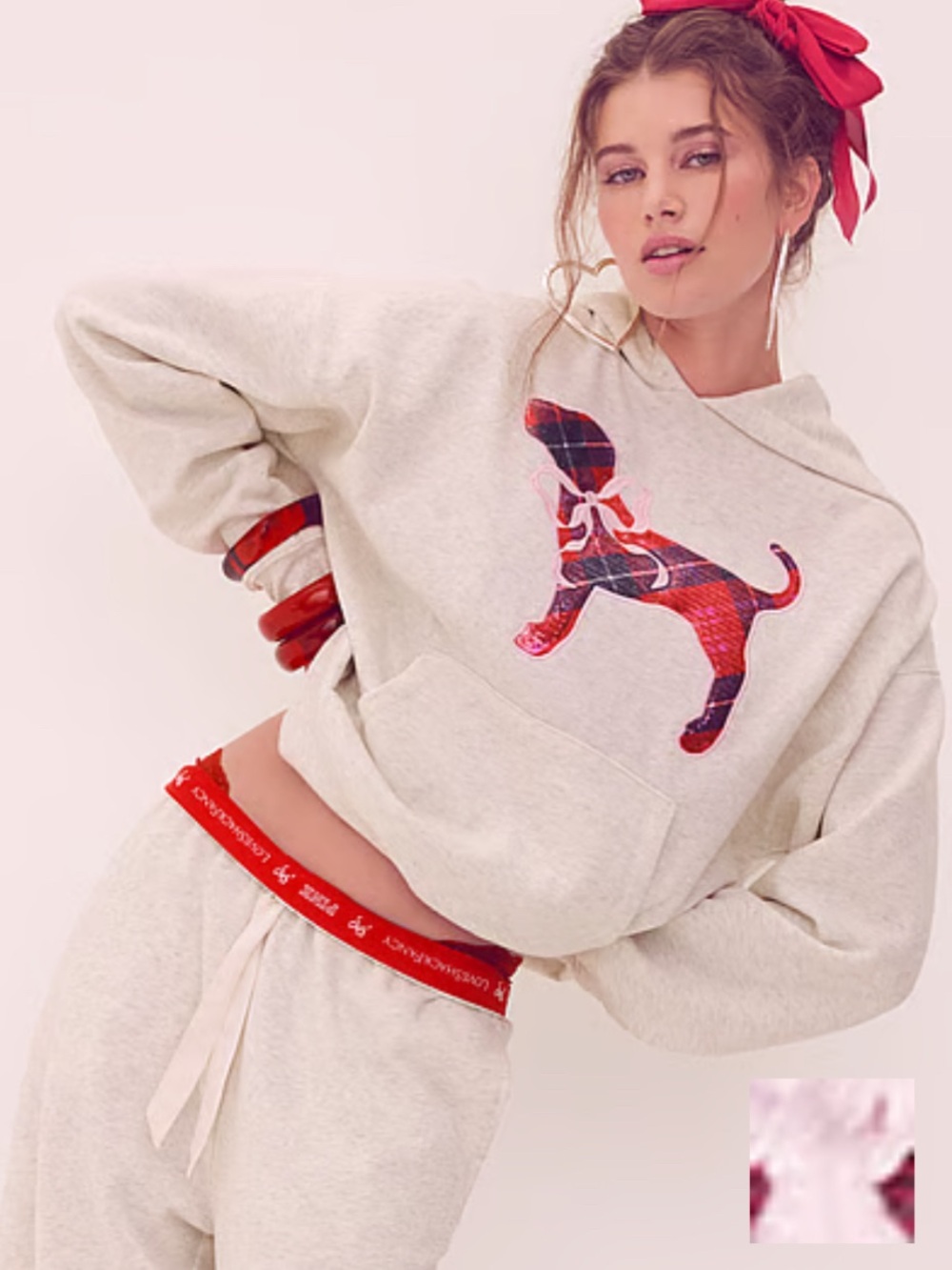 New Small PINK LoveShackFancy Snow Heather Oversized Dog Hoodie Sweatshirt